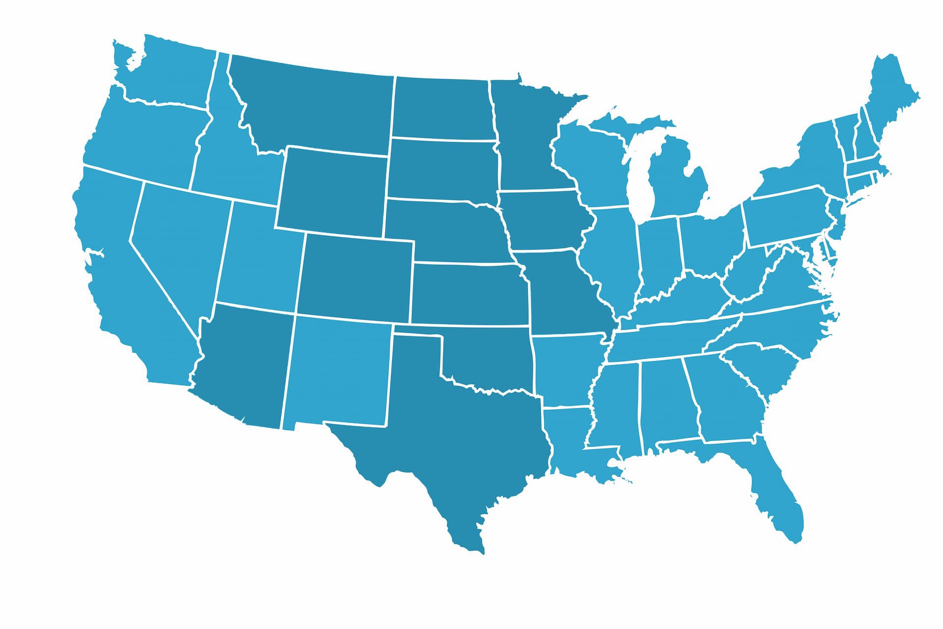 Map of USA including Peak Contracting projects updated February 2024